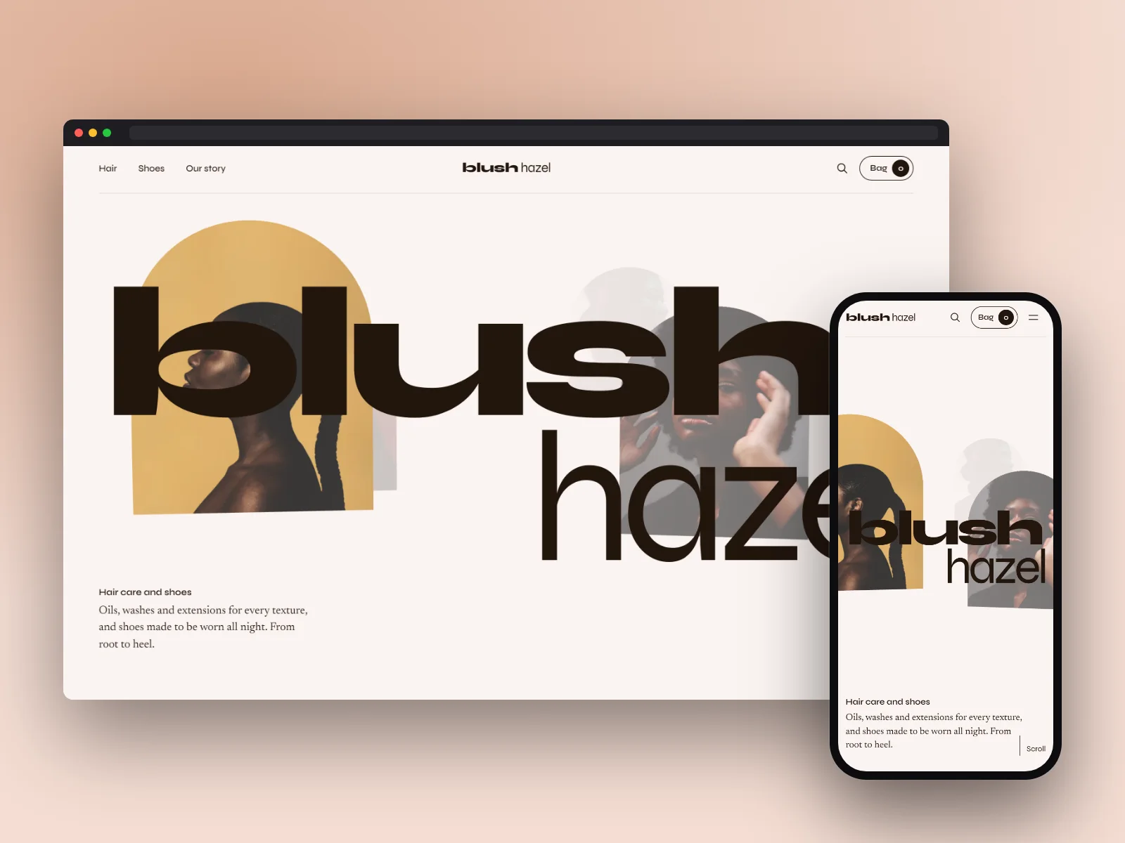 Blush Hazel on desktop and mobile — open the case study