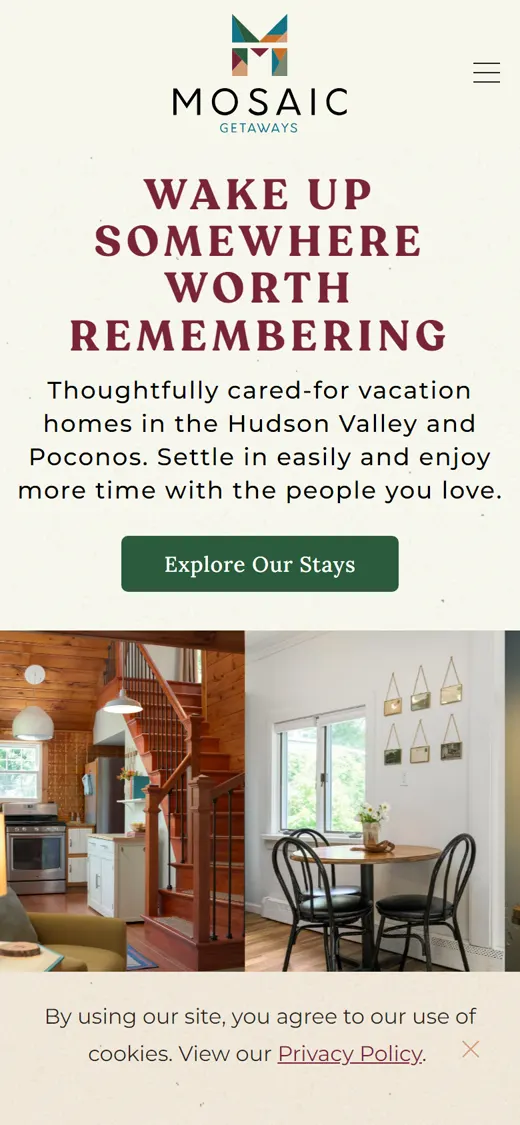 Mosaic Getaways on a phone